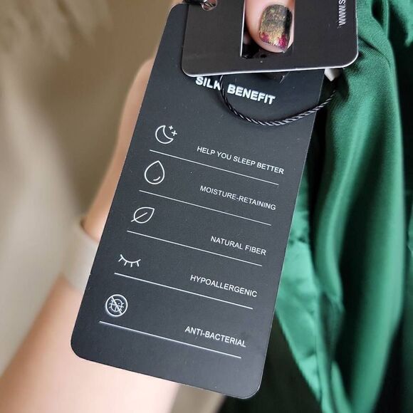 SilkSilky Pure Silk Classic Binding Trim Pajama Top Green - Picture 4 of 9